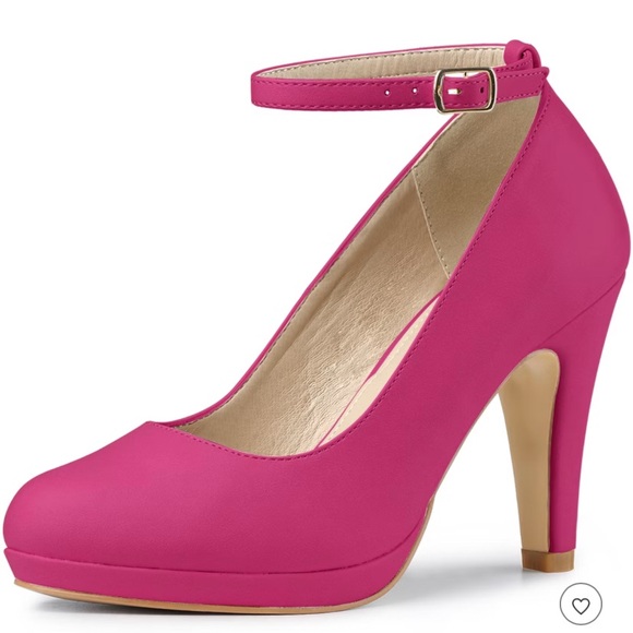 Round Toe Stiletto Heel Ankle Strap Pumps NWT Hot Pink size 8.5 Women’s - Picture 2 of 8